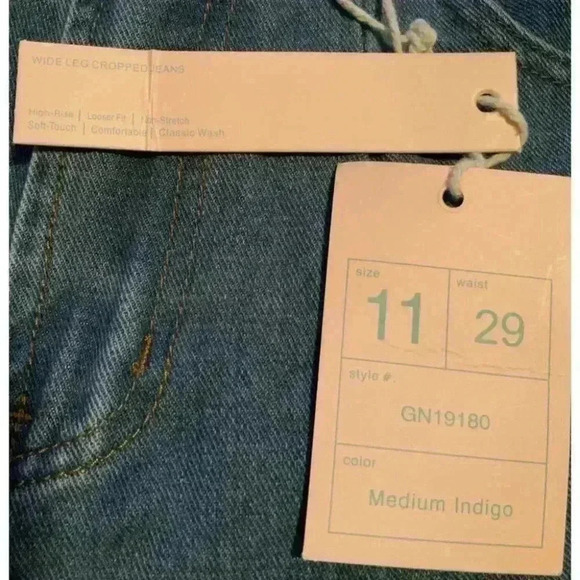 Great Smoky Los Angeles Junior Wide Leg Cropped High-Rise Loose Fit Jeans Size 1 - Picture 7 of 7